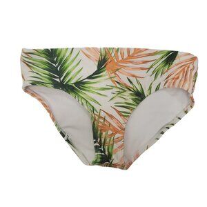 Raisins Girl's White Green Tropical Aloha Print Full Seat Bikini Bottoms Size 12